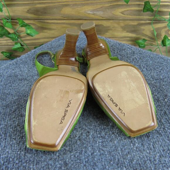 Via Spiga Women's Peep Toe Slingback Green Synthetic Pump 9.5 Gently Used 2025 - Picture 7 of 7